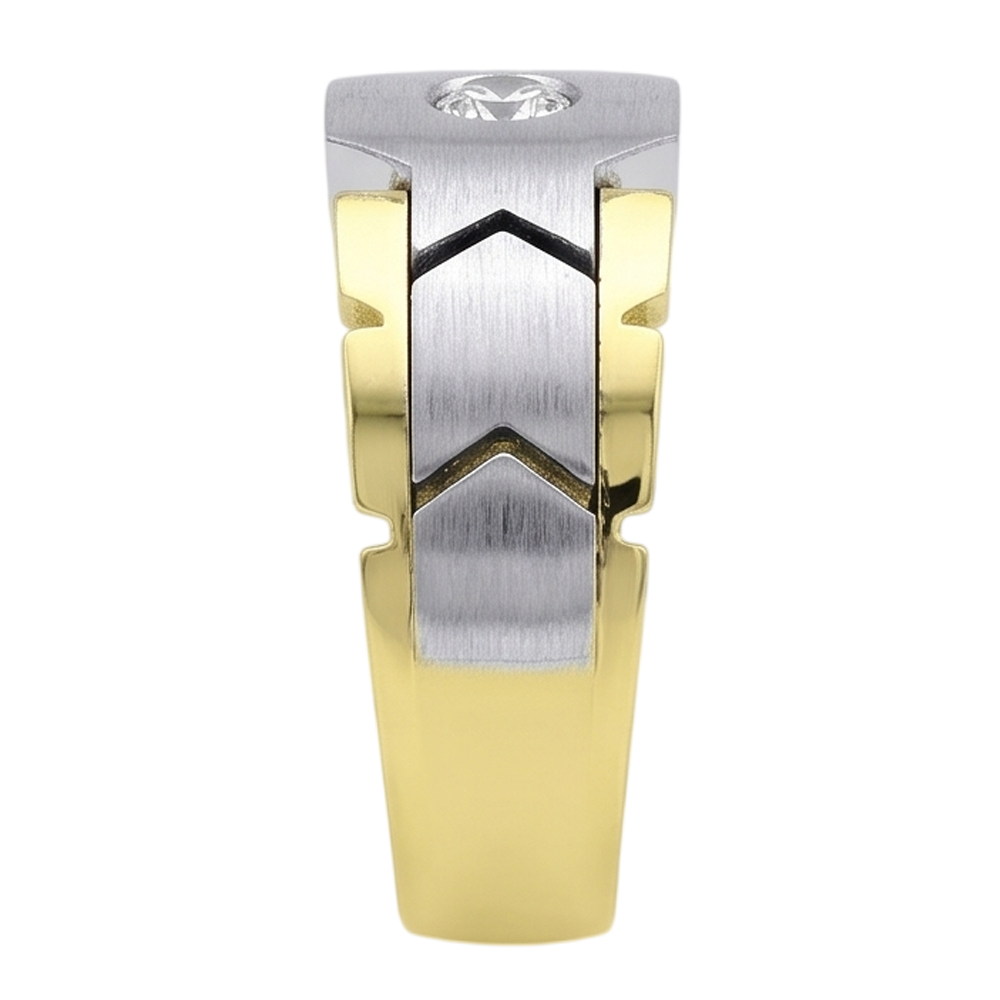 0.50 Carats Round Diamond Solitaire Mens' Ring Two Tone Gold 10K