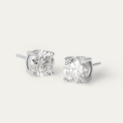 0.60 Carats Round Solitaire Natural Earth Mined Diamond Stud Earring 14K White Gold