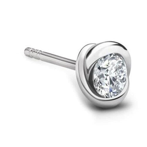 0.75 Carats Men's Single Diamond Stud Earring 14K White Gold