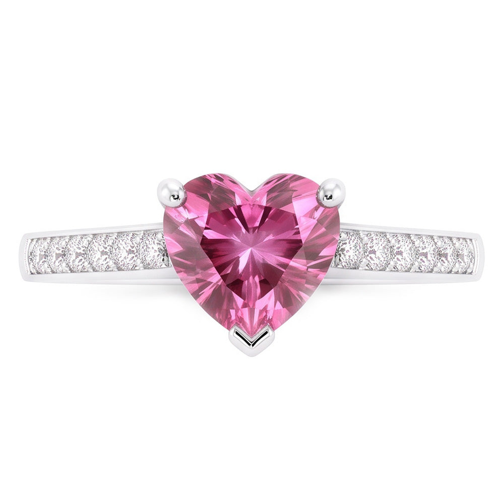 1.25 Carats Pink Heart Shape Sapphire Natural Earth Mined Diamond Gemstone Ring Gold