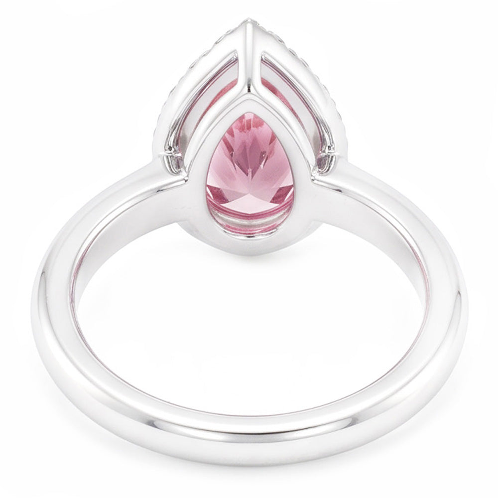 1.26 Ct Pink Sapphire Pear & Round Natural Earth Mined Diamond Engagement Ring