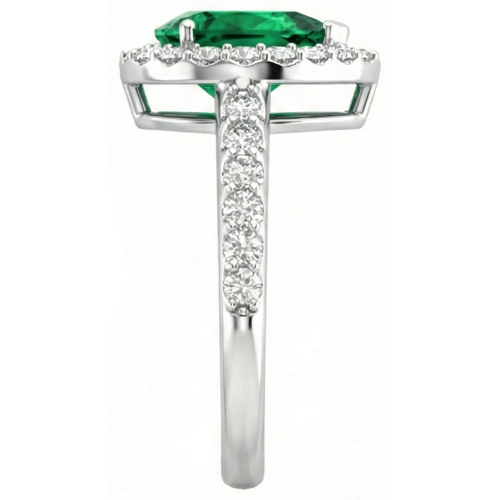 1.50 Ct Pear Cut Green Emerald GIA And Natural Earth Mined Diamond Ring