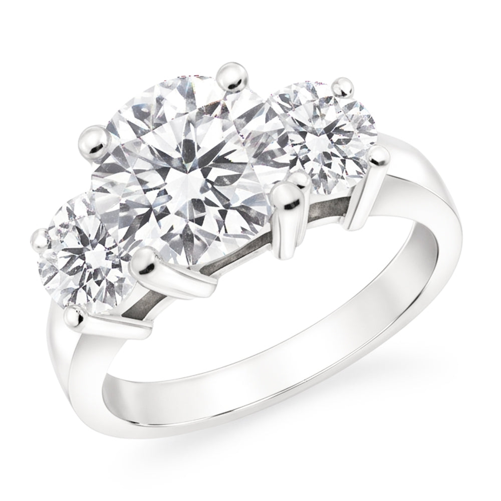 1.50 Ct Round Cut Natural Real Diamond ( Not Lab Grown ) Three Stone Ring White Gold 14K