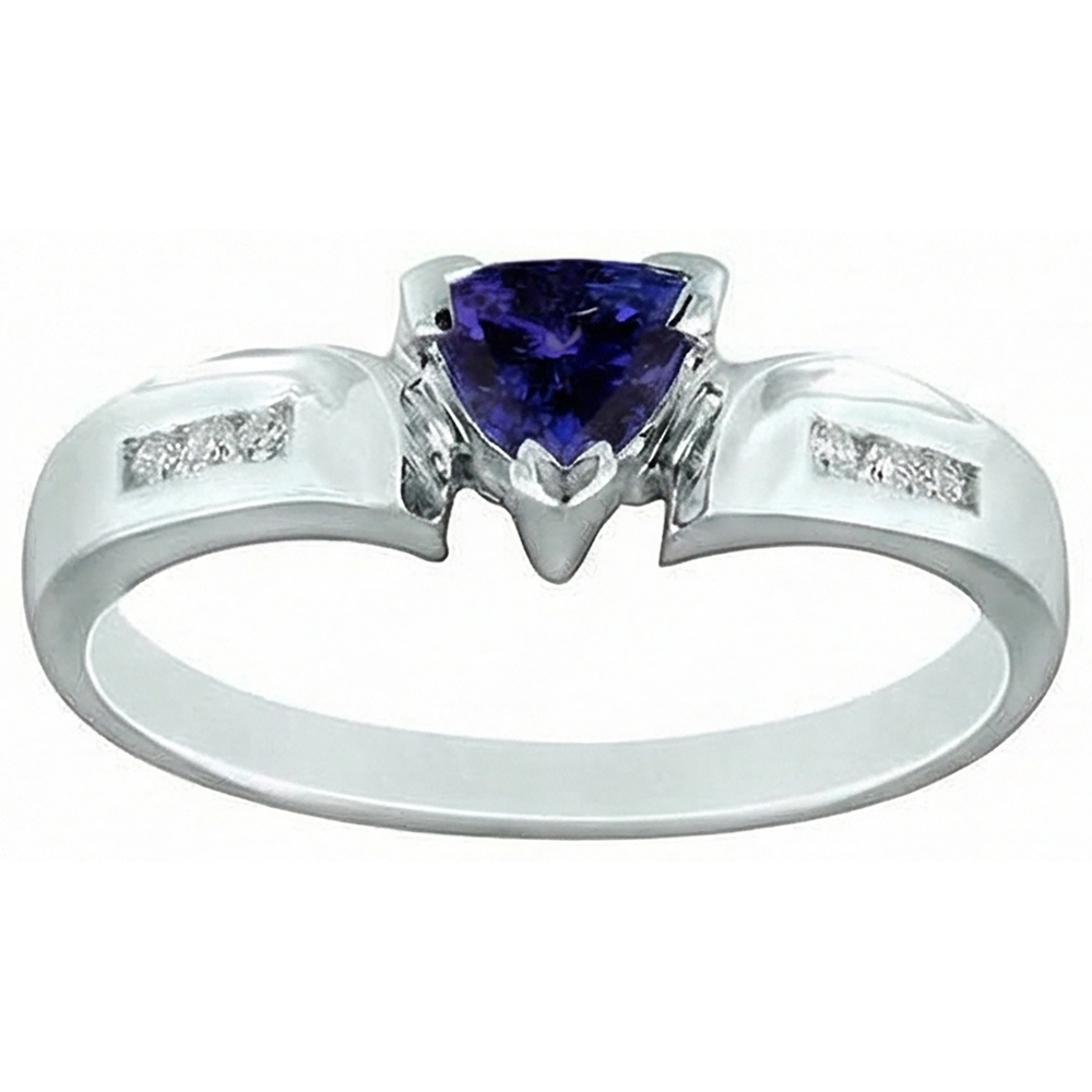 1.75 Carats Trillion AAA Tanzanite Natural Earth Mined Diamonds Fancy Ring White Gold 14K