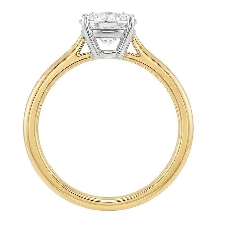 1 Carat Round Cut Solitaire Natural Earth Mined Diamond Promise Ring Two Tone Gold 14K