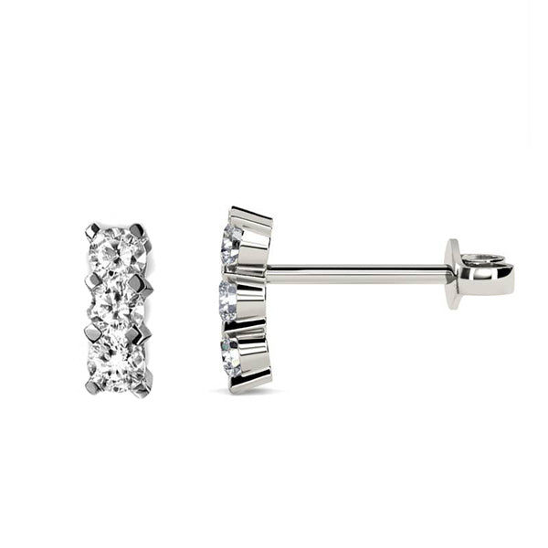 1.5 Ct Three Stone Round Natural Earth Mined Diamond Stud Earrings