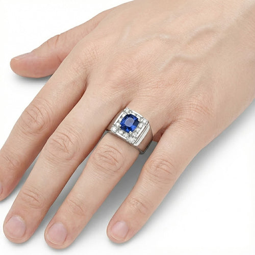 1.60 Ct Sri Lankan Sapphire Natural Earth Mined Diamond Ring 14K White Gold