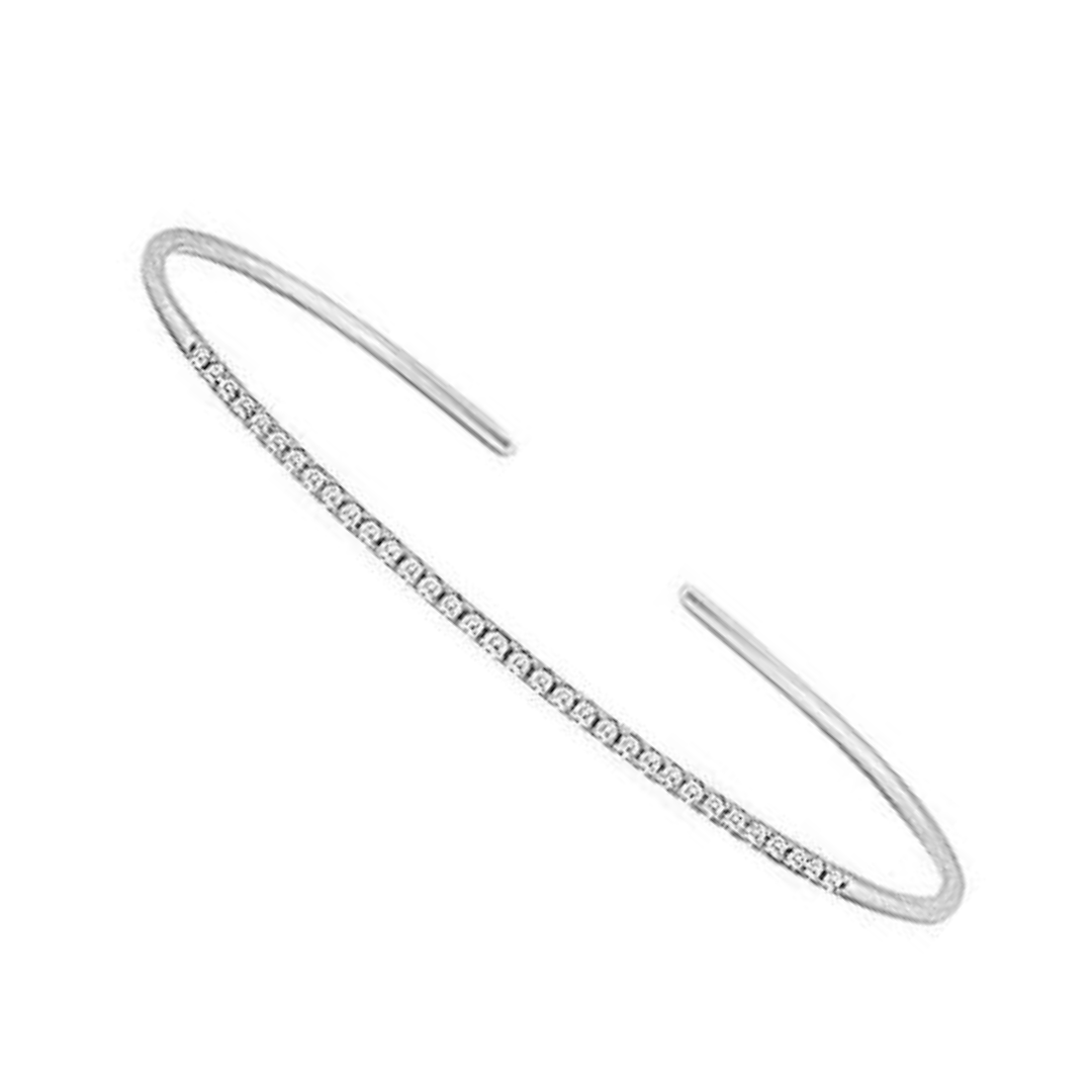 1.65 Carats Round Natural Earth Mined Diamond Women Tennis Cuff Bracelet Gold 14K