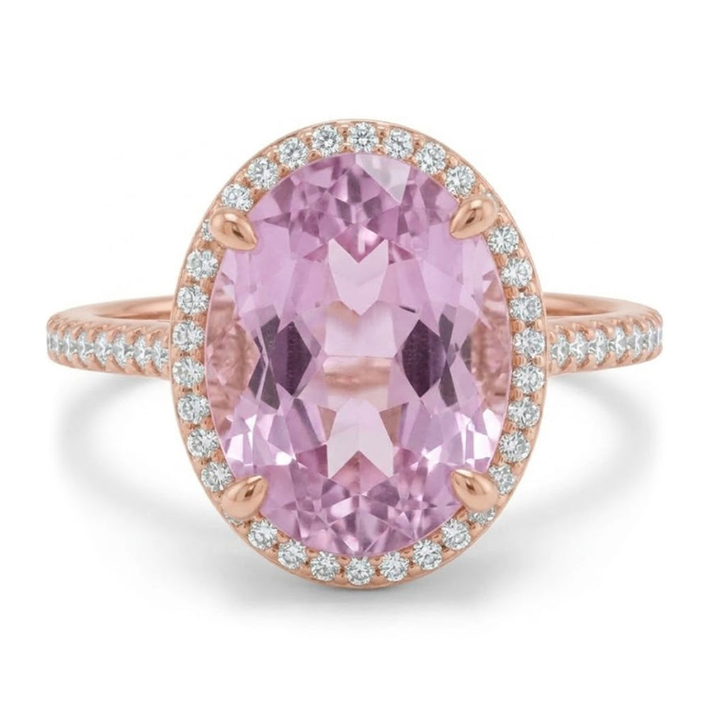 10.50 Carats Pink Kunzite Ring Solid Rose Gold Jewelry