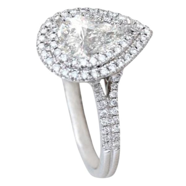 10.7 Carats Big Pear And Round Lab Grown Diamond Halo Ring