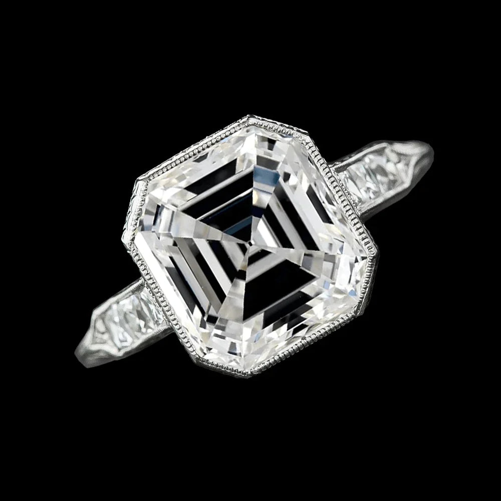 10 Carat Big Asscher Lab Grown Diamond Wedding Ring