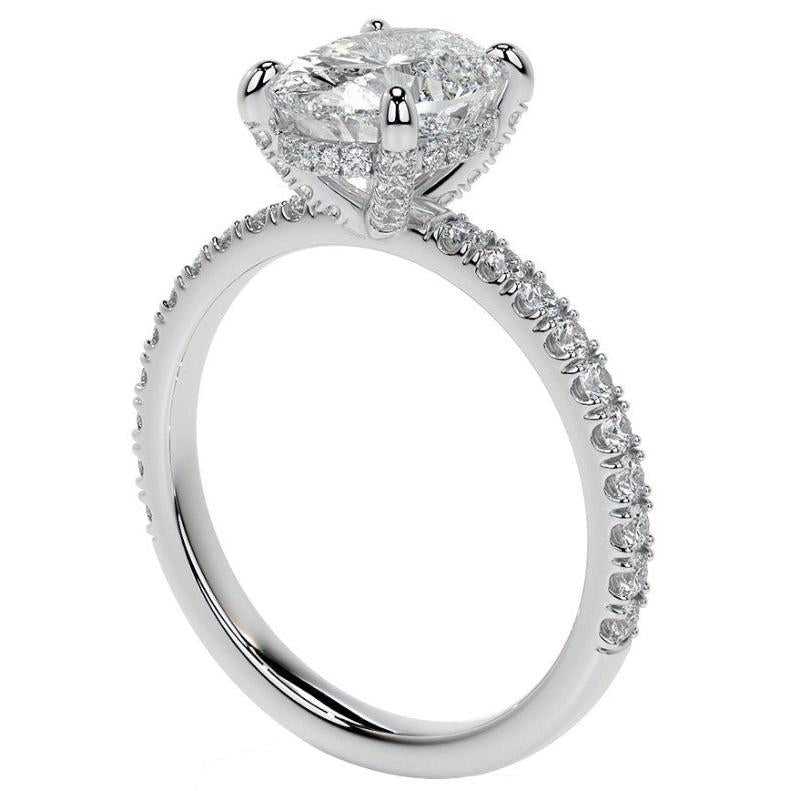 11 Carats Large Oval & Round Old Miner Lab Grown Diamond Solitaire With Accent Ring