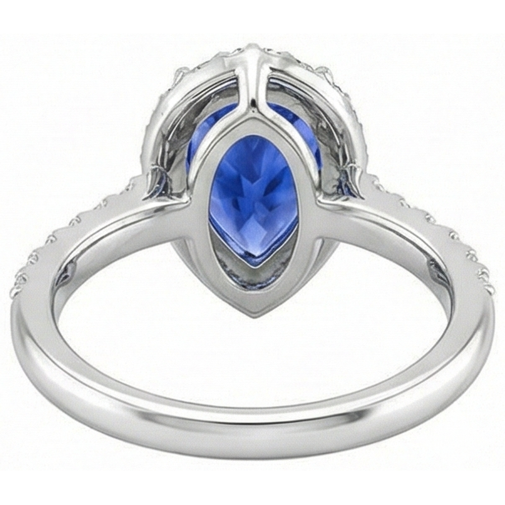 12.25 Ct. Pear Tanzanite With Round Natural Earth Mined Diamonds Wedding Ring WG 14K