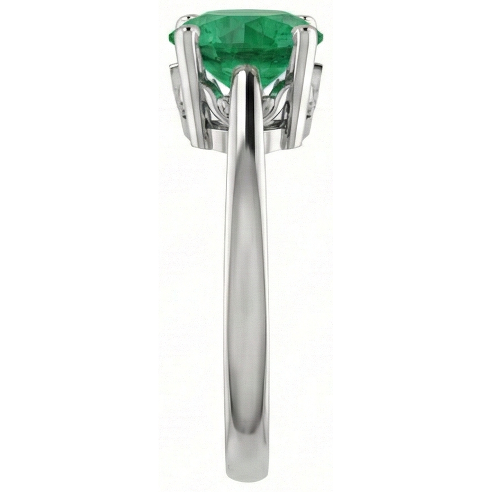 Natural Real ( Not Lab Grown ) 12 Ct Round Cut Green Emerald GIA Ring 14K White Gold