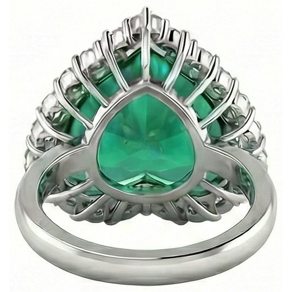 13 Carats Heart Shaped Green Emerald GIA With Natural Earth Mined Diamond Wedding Ring 14K