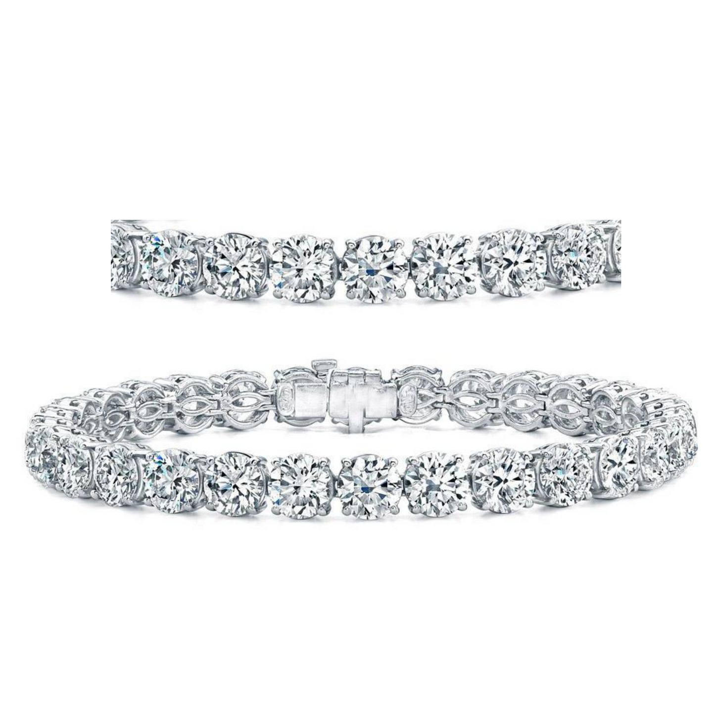 13.65 Ct Round Prong Set Lab Grown Diamond Tennis Bracelet White Gold Jewelry