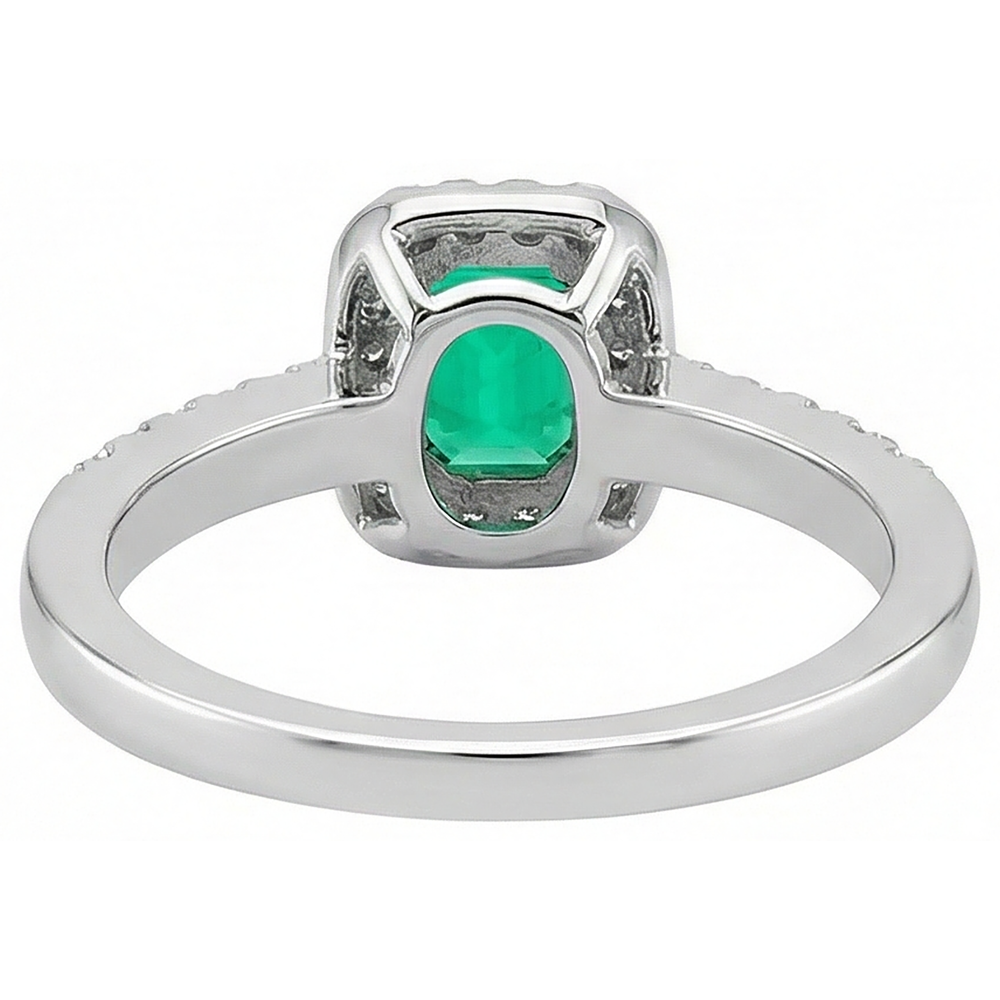 Natural Real ( Not Lab Grown ) 14K Gold Green Emerald GIA Halo Ring