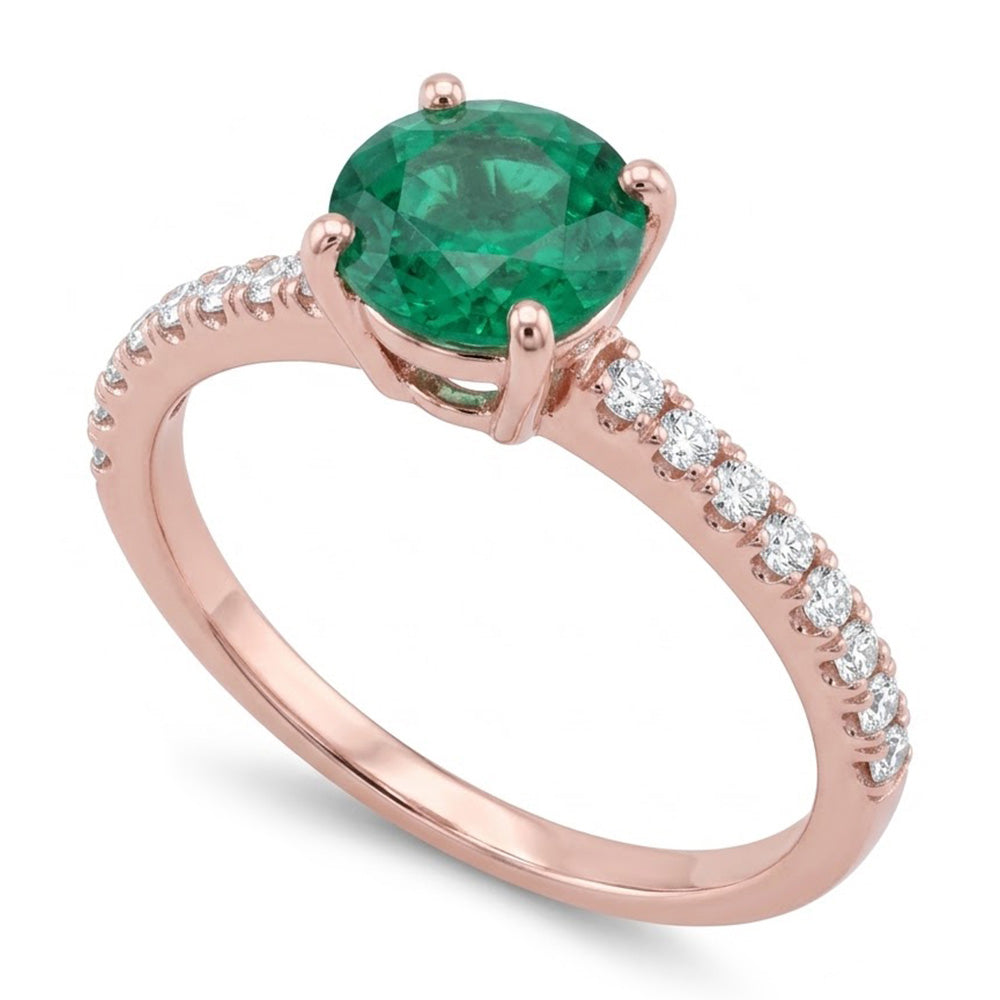 14K Rose Gold Colombian Green Emerald And Natural Earth Mined Diamonds 3.20 Carats Engagement Ring New