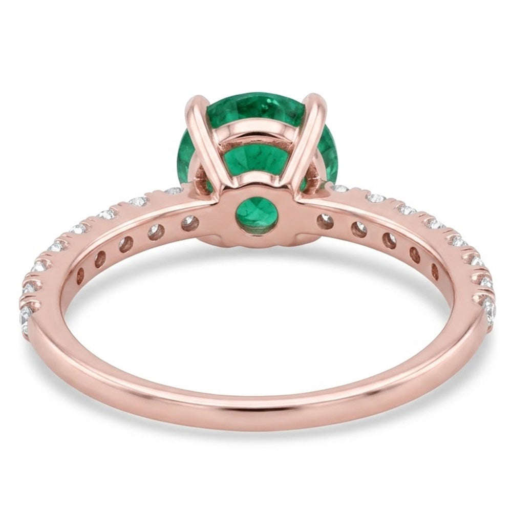 14K Rose Gold Colombian Green Emerald And Natural Earth Mined Diamonds 3.20 Carats Engagement Ring New