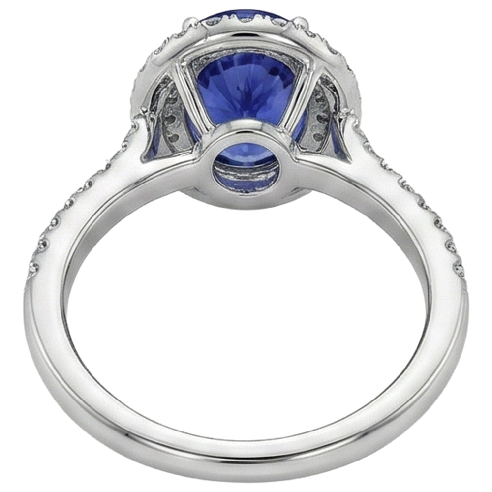 14K White Gold 7.25 Carats Tanzanite With Natural Earth Mined Diamonds Ring