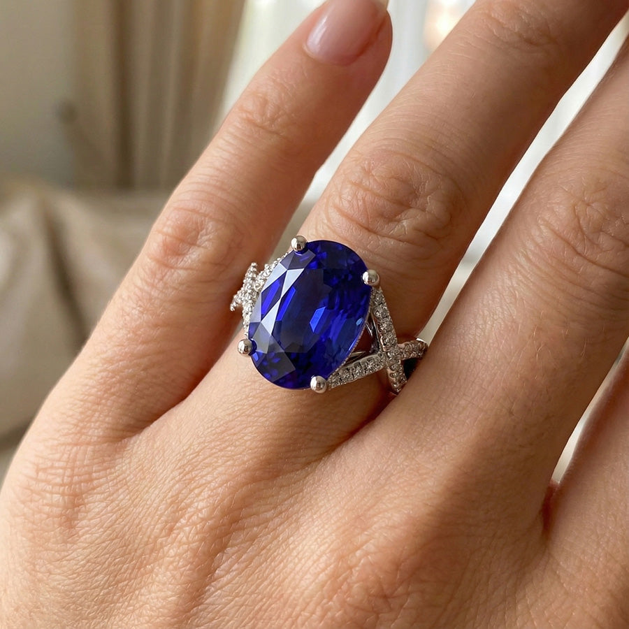 14K Gold 8 Carat Sapphire Engagement Ring