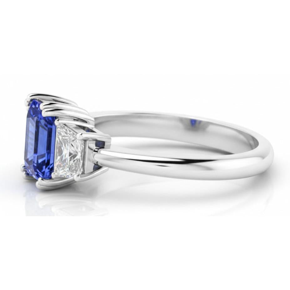 Natural Real ( Not Lab Grown ) 14K Gold Radiant Cut Sapphire Engagement Ring