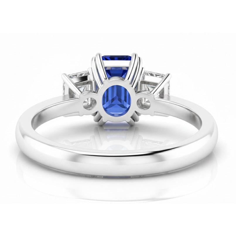 Natural Real ( Not Lab Grown ) 14K Gold Radiant Cut Sapphire Engagement Ring