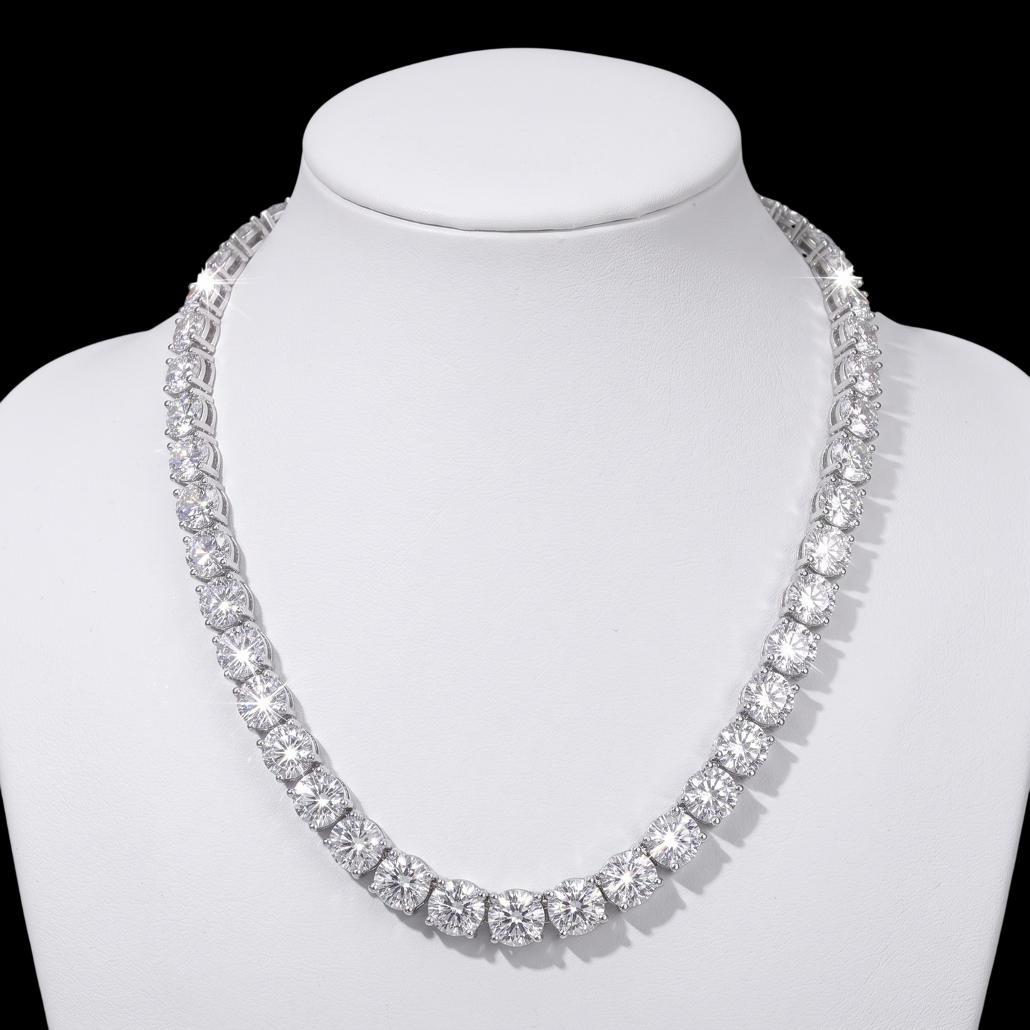 14K White Gold Lab Grown Diamonds Tennis Necklace 12 Carat