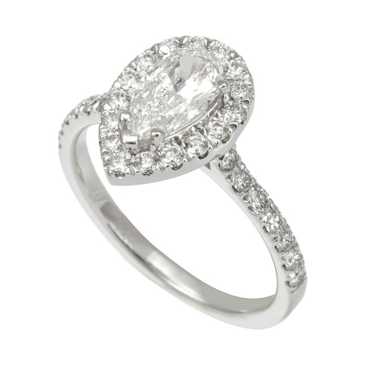 14 Carat Pear Large Lab Grown Diamond Jewelry Halo Ring