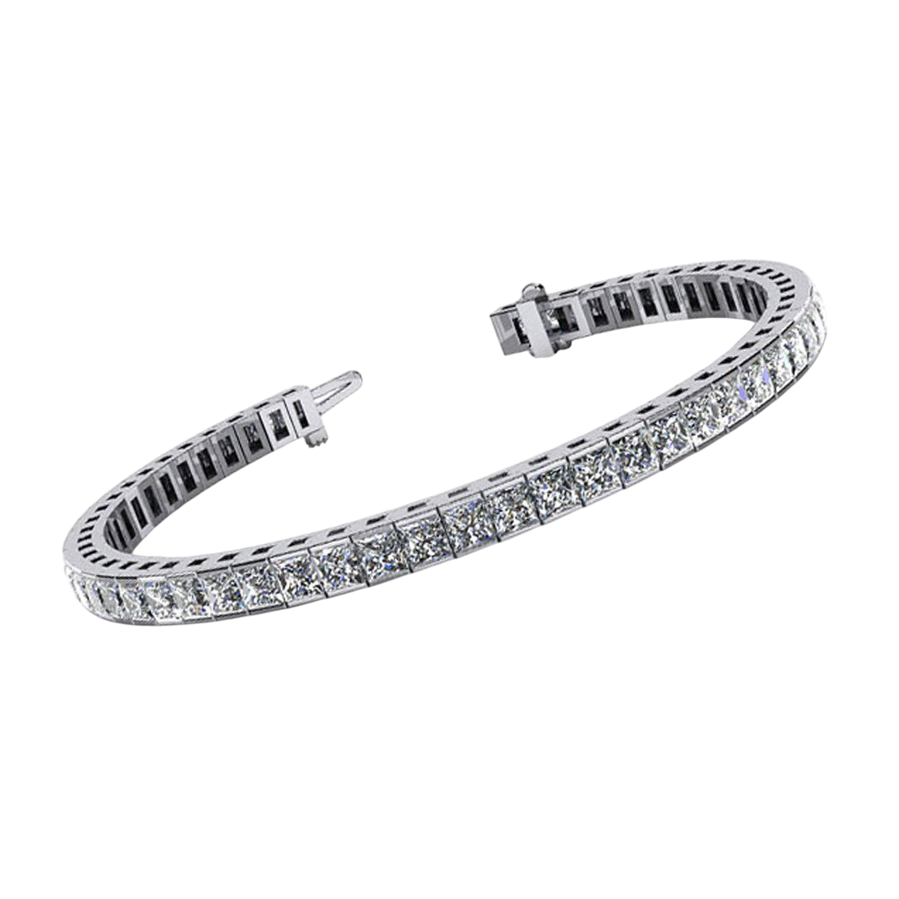 14 Ct Princess Cut Lab Grown Diamond Tennis Bracelet Solid White Gold Jewelry