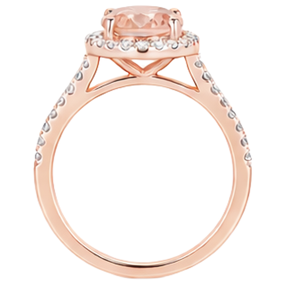 17.15 Ct Morganite And Natural Earth Mined Diamonds Anniversary Ring 14K Rose Gold