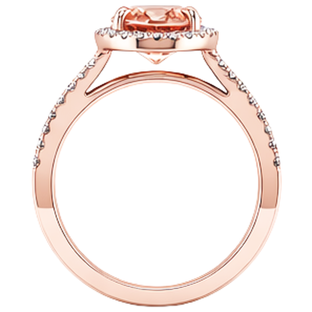 17.25 Ct Oval And Round Cut Morganite With Natural Earth Mined Diamonds Ring Rose Gold
