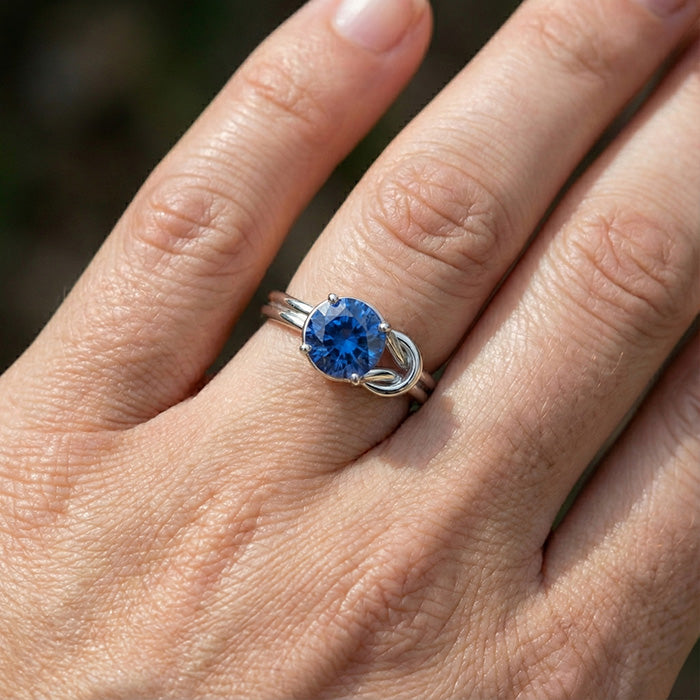 Natural Real ( Not Lab Grown ) 1 Carat Solitaire Blue Sapphire White Gold 14K Fancy Ring Jewelry New