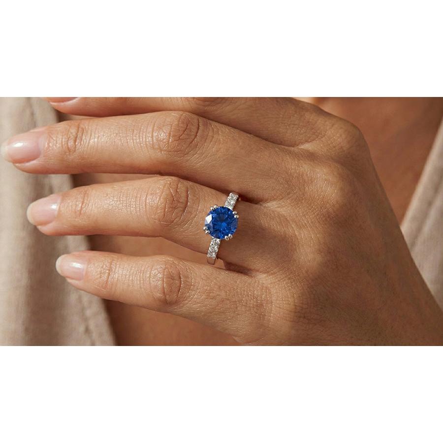 1 Carat Blue Sapphire Anniversary Ring
