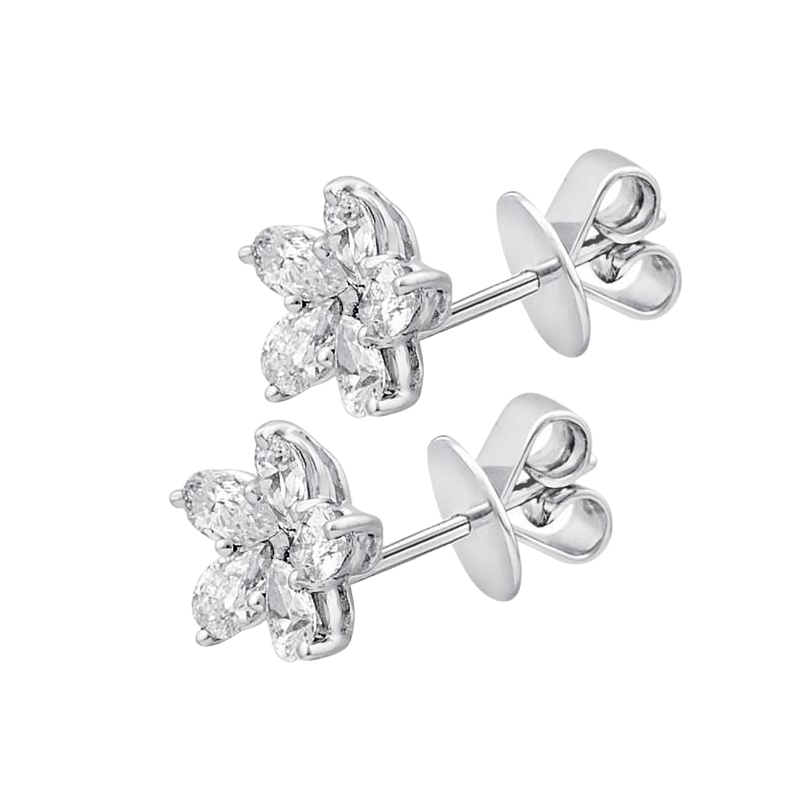 1 Carat Pear Natural Earth Mined Diamond Stud Earring White Gold 14K Women Jewelry