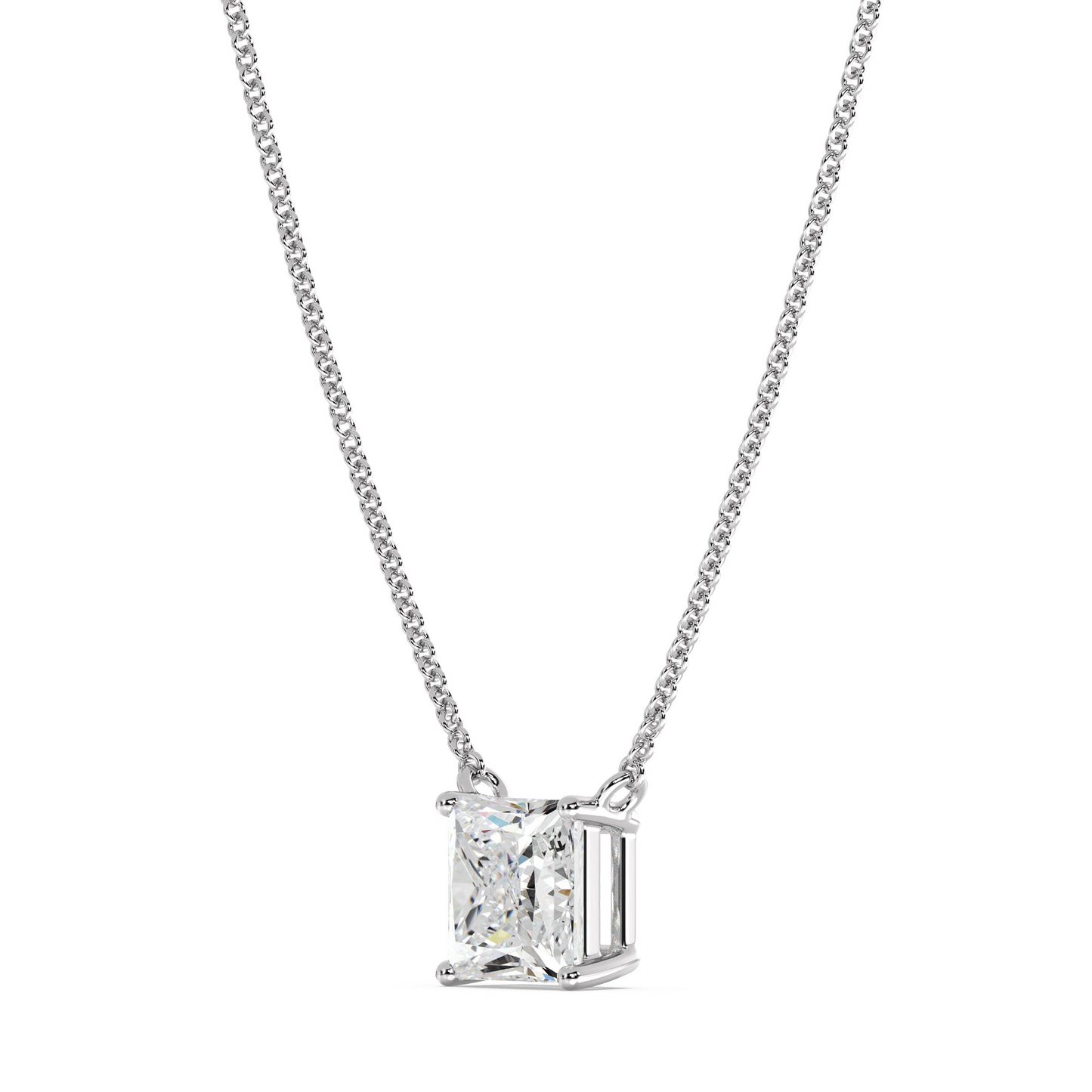 1 Carat Princess Cut Solitaire Natural Earth Mined Diamond Necklace Pendant