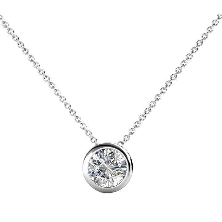 1 Carat Round Cut Lab Grown GIA CERTIFIED Diamond Bezel Set Pendant