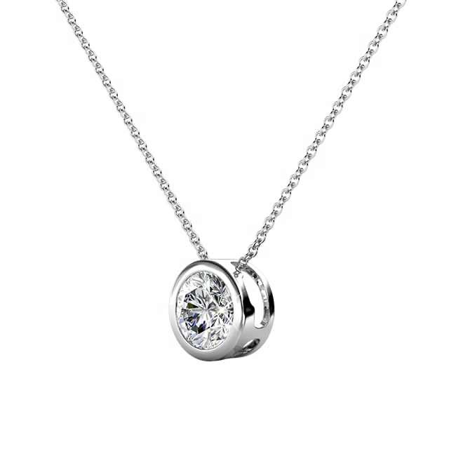 1 Carat Round Cut Natural Diamond Bezel Set Pendant