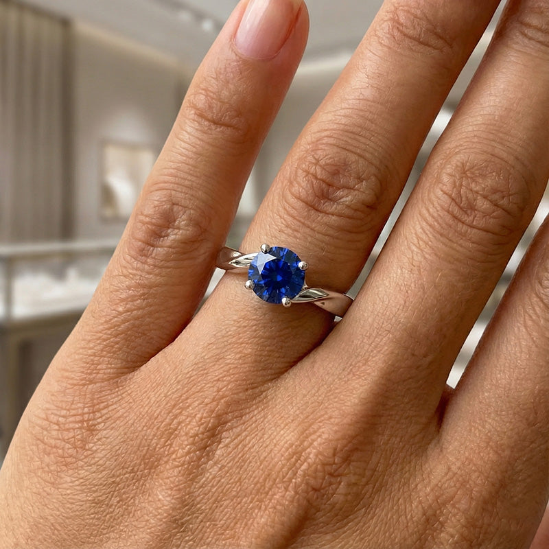 1 Carat Solitaire Women's Ceylon Sapphire Ring Twisted Shank