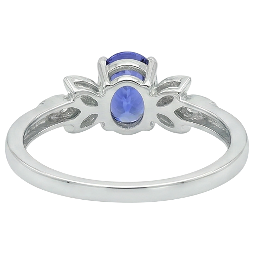 2.05 Carats Tanzanite And Natural Earth Mined Diamond Ring White Gold 14K