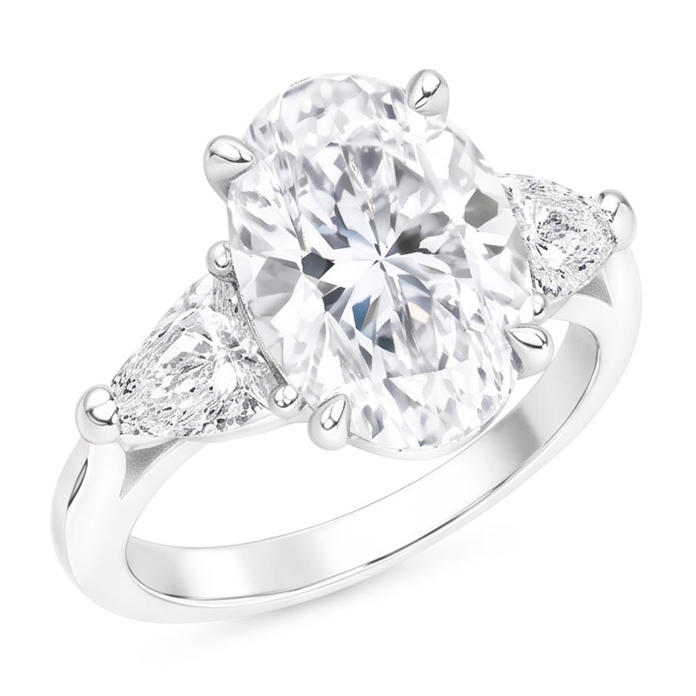 2.20 Ct. Oval Trillion Natural Real Diamond ( Not Lab Grown )s Ring White Gold Jewelry Three Stone