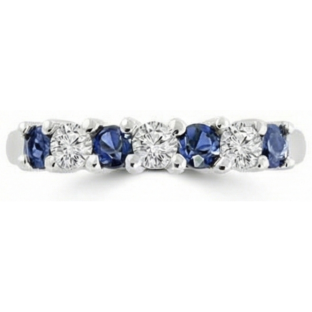 2.45 Ct Round Sri Lanka Sapphire Natural Earth Mined Diamond Wedding Band