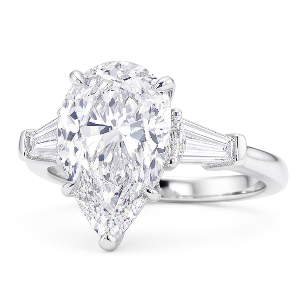 2.46 Carats Natural Real Diamond ( Not Lab Grown ) Engagement Ring 3 Stone White Gold 14K