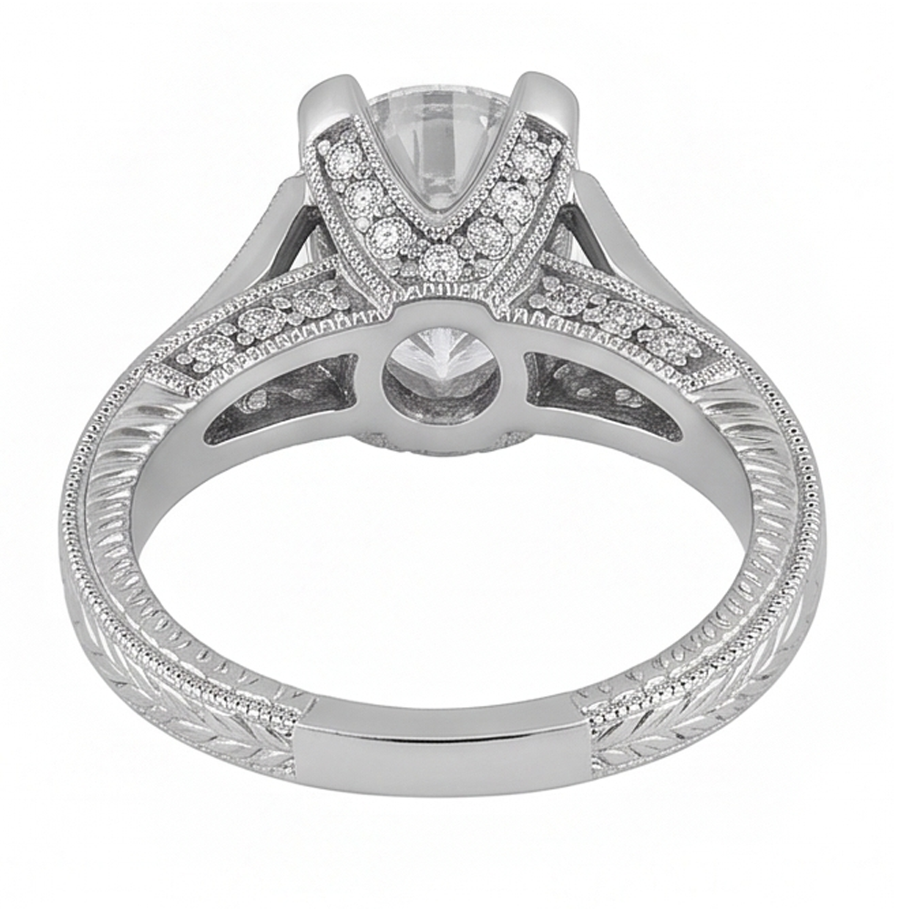 2.50 Carats Round Real Natural Earth Mined Diamond Engagement Ring Milgrain Vintage Style