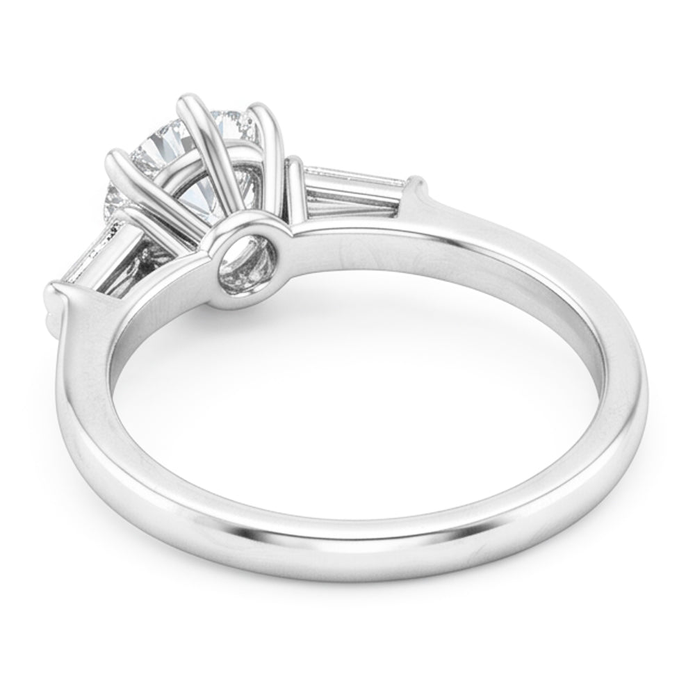 2.50 Carats Round & Baguettes Old Cut Mined Natural Real Diamond ( Not Lab Grown ) Three Stone Wedding Ring