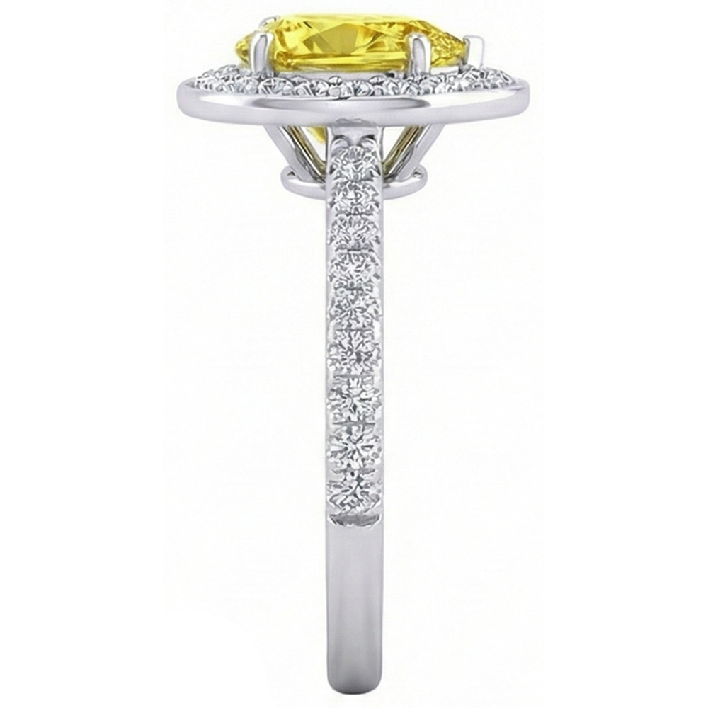 2.50 Ct Yellow Sapphire And Natural Earth Mined Diamonds Anniversary Ring White Gold 14K