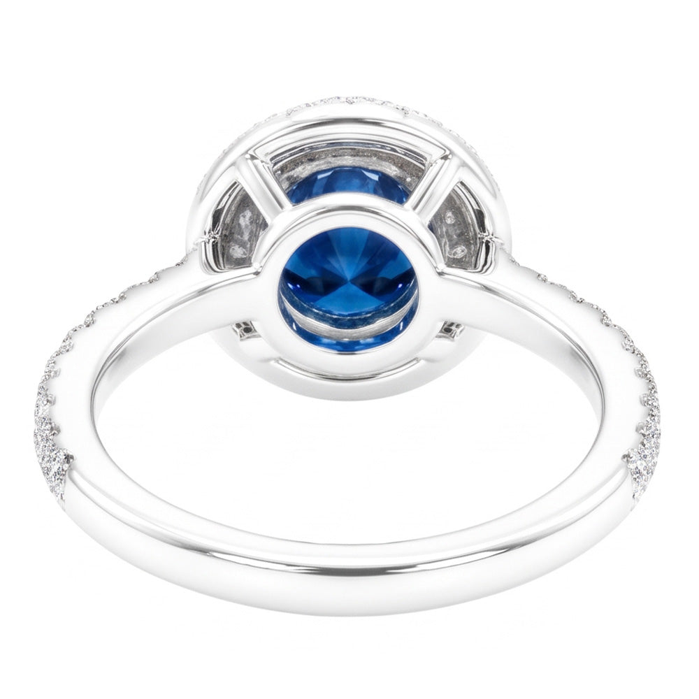 2.51 Carats Round Blue & White Natural Earth Mined Diamonds Wedding Ring Gemstone