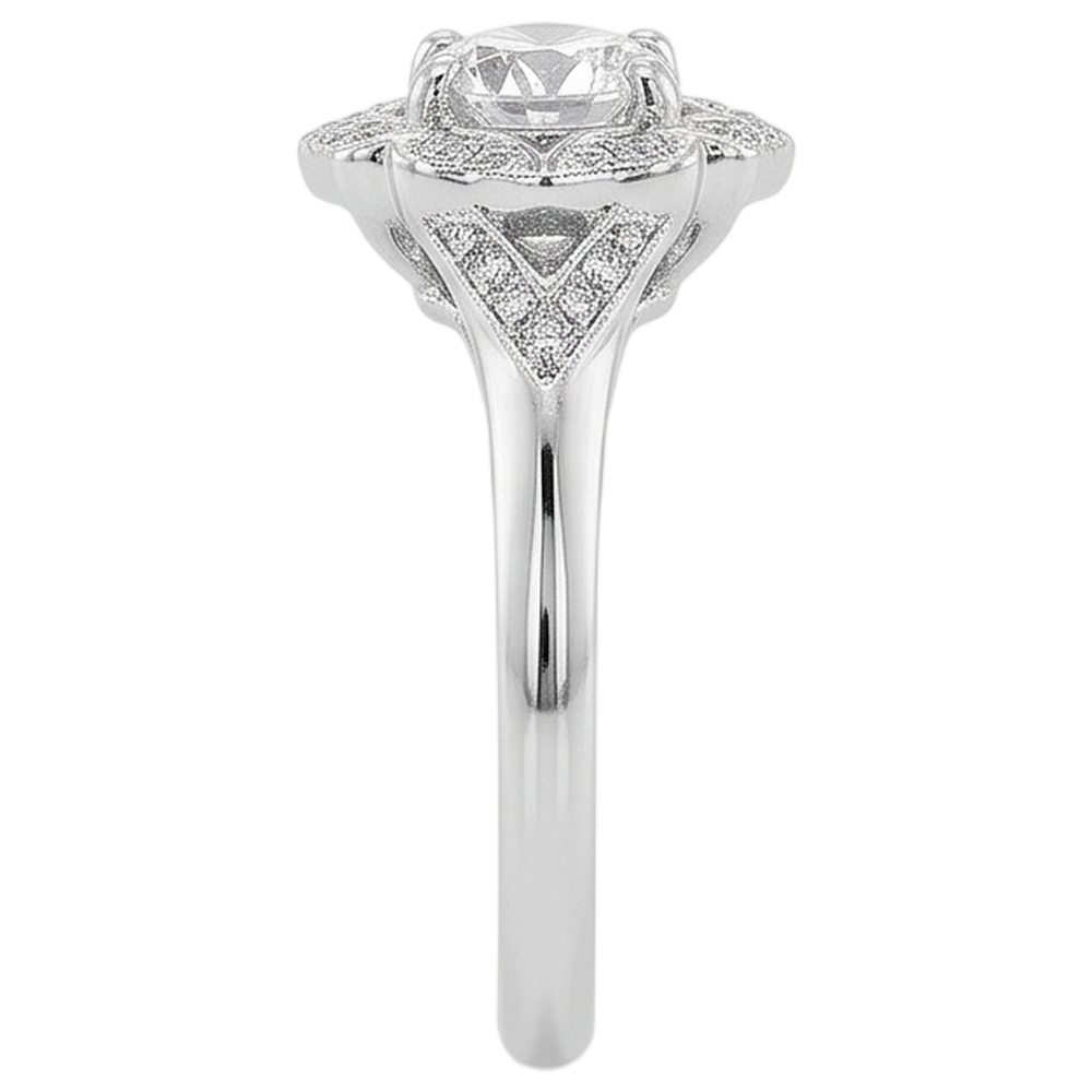 2 Carats Antique Style Round Natural Earth Mined Diamond Engagement Ring White Gold 14K