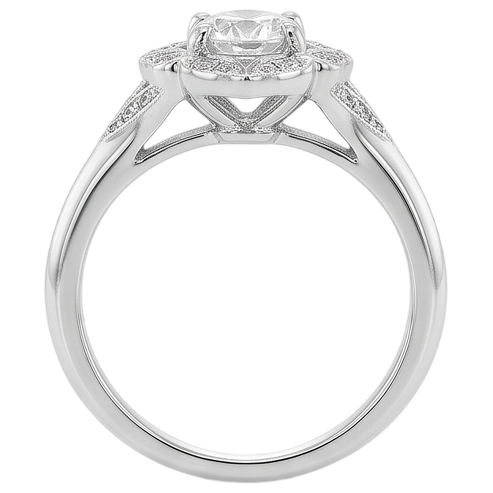 2 Carats Antique Style Round Natural Earth Mined Diamond Engagement Ring White Gold 14K