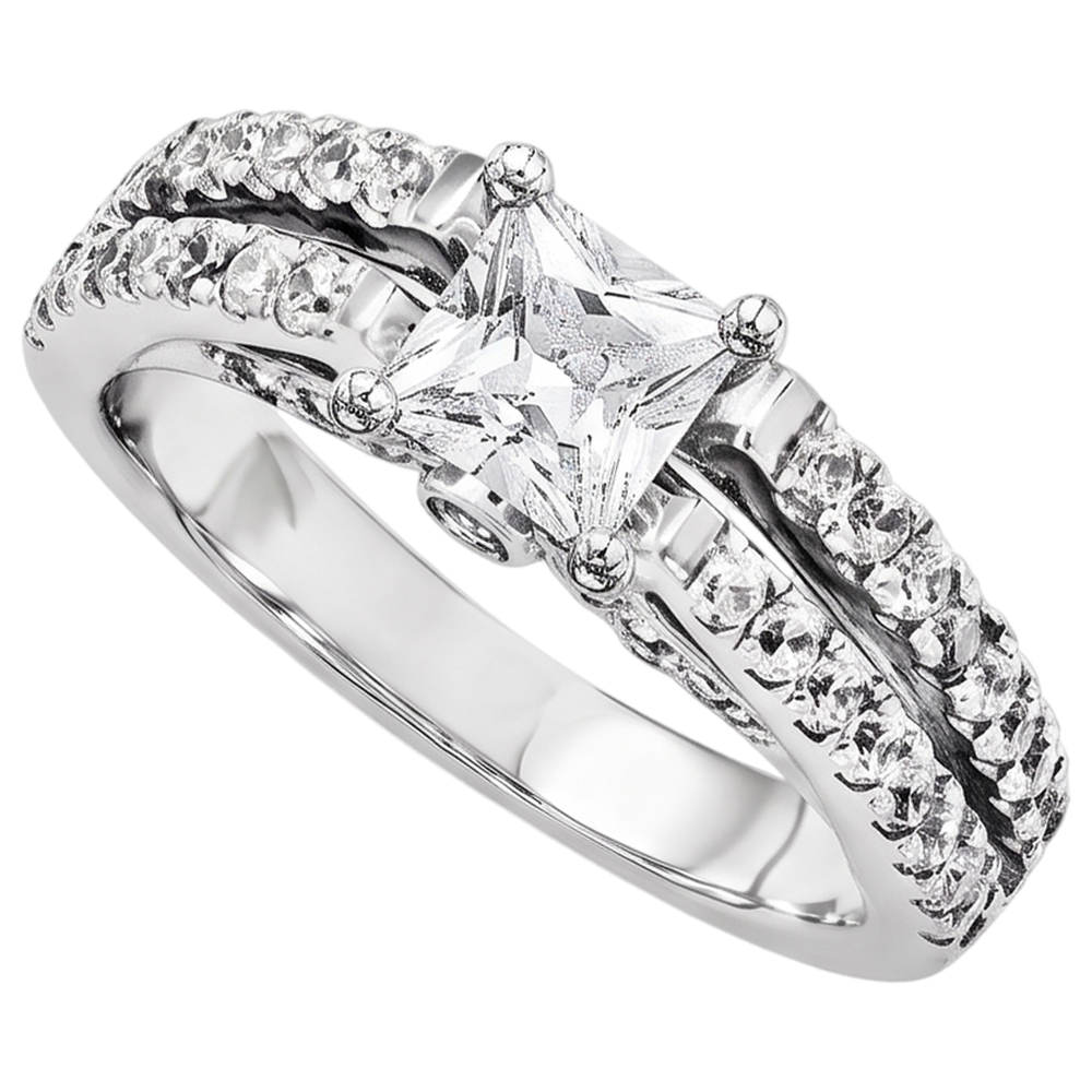 2 Carats Princess Cut Real Natural Earth Mined Diamond Engagement Ring White Gold 14K Jewelry